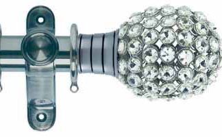 Galleria Clear Jewelled Bulb Pole - Brushed Silver
