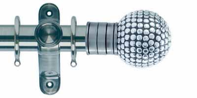 Galleria Shiny Studded Ball Pole - Brushed Silver