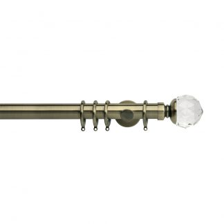 Neo Premium Clear Faceted Ball Pole - Spun Brass