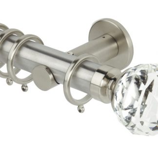 Neo Premium Clear Faceted Ball Pole - Stainless Steel