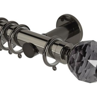 Neo Premium Smoked Grey Faceted Ball Pole - Black Nickel